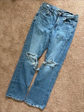 American Eagle Outfitters Women’s Light Blue Distressed Boot Cut Jeans